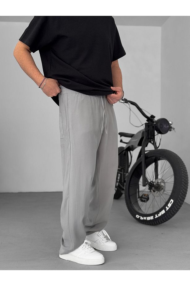 Gri Duble Kumaş Baggy Pantolon KE-7000 - 5