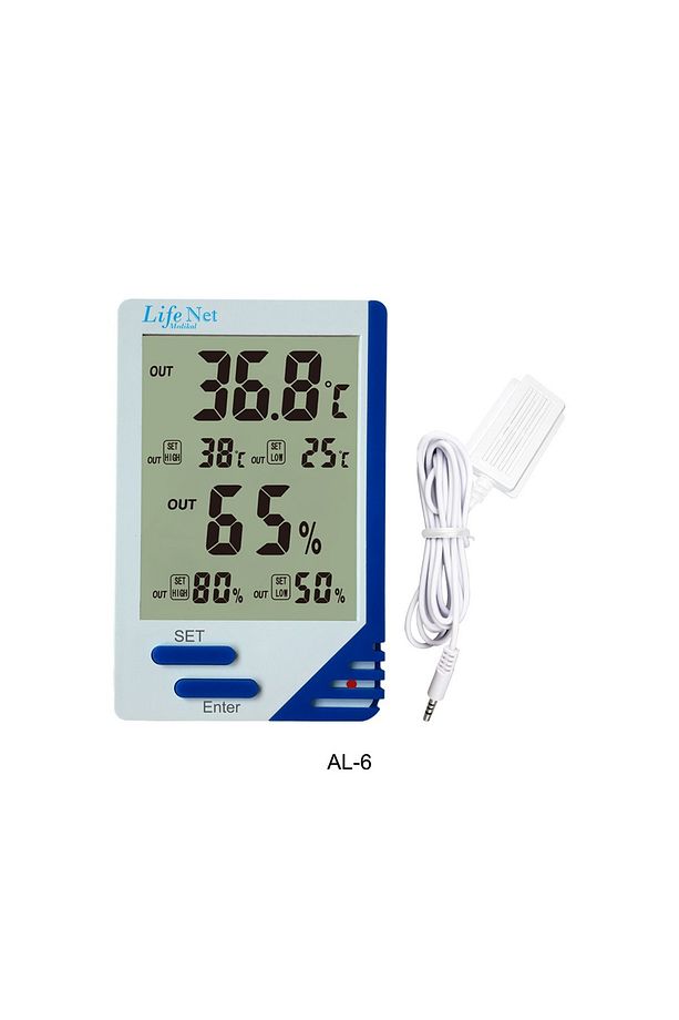 AL-6 Mini İç –Dış Mekan Dijital Isı ve Nem Ölçer Termometre prob kablolu  4 Adet - 4