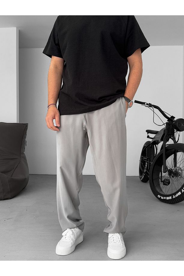 Gri Duble Kumaş Baggy Pantolon KE-7000 - 3
