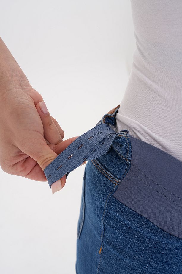 Hamile Esnek Kumaş Beli Ayarlanabilir Kot Pantolon - 7