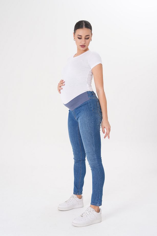 Hamile Esnek Kumaş Beli Ayarlanabilir Kot Pantolon - 4