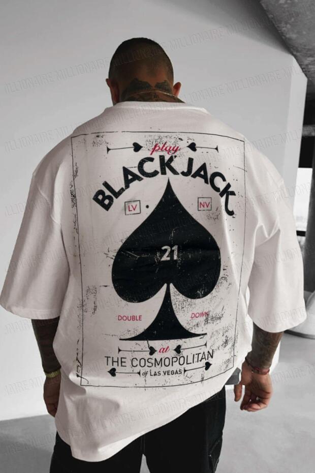 Men's White Black Jack Oversize T-Shirt