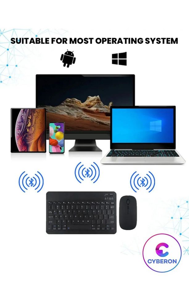 Tüm Cihazlara Uyumlu Akıllı Taşınabilir Şarj Edilebilir Kablosuz Bluetooth Klavye ve Mause Seti - 5