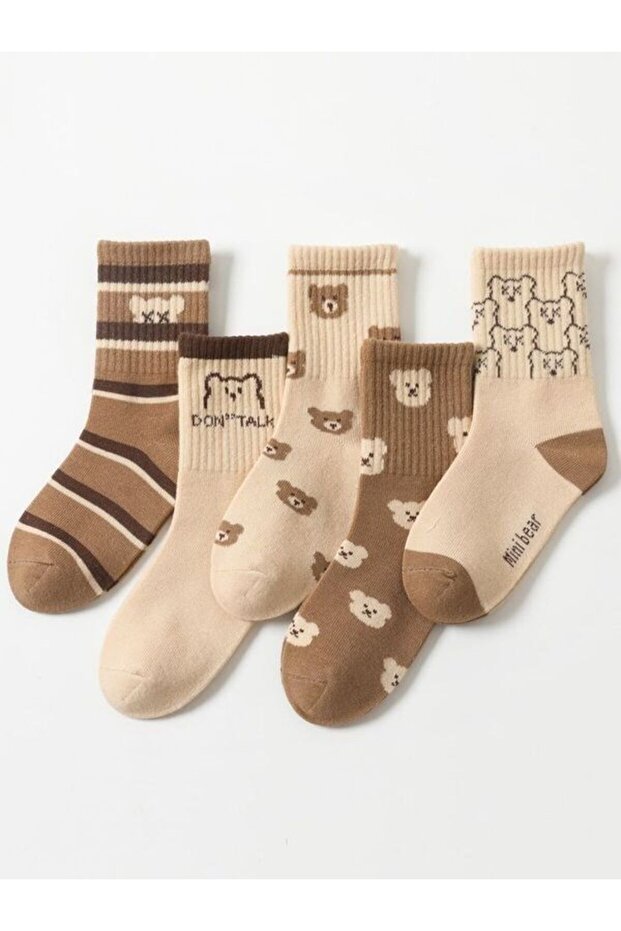 Economical Pack of 5 Teddy Bear Unisex Tennis Socks Set