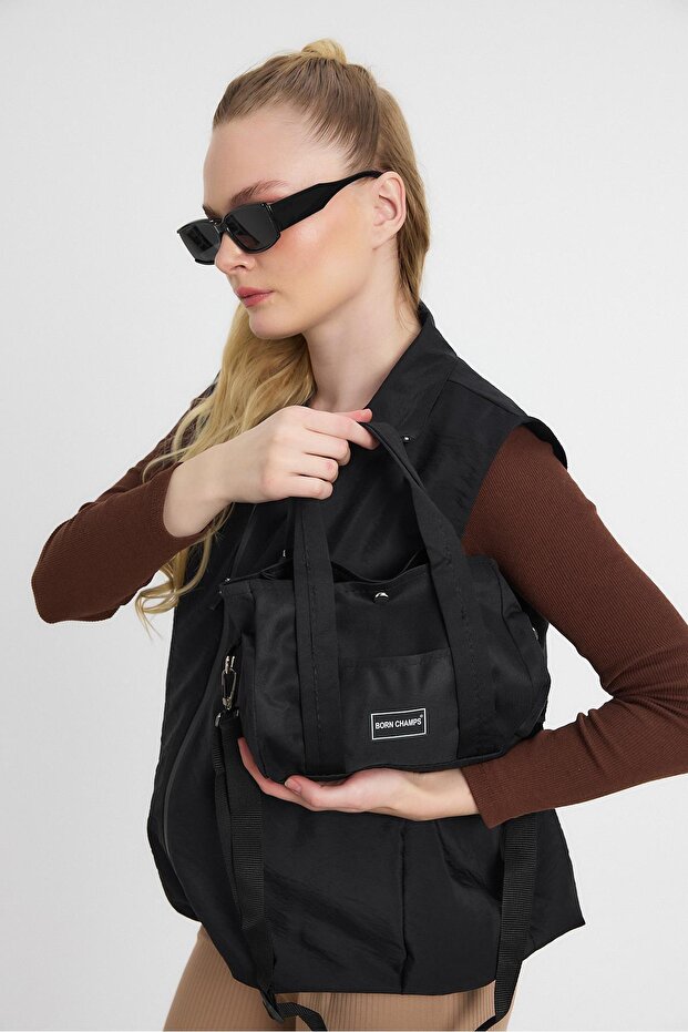 Born Champs Baskı Çapraz Çanta - 9113 Siyah - 2