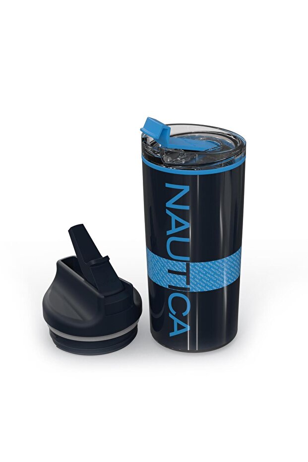 Ntm02 Stainless Steel Thermos 12 Hours Hot 24 Hours Cold with Straw and Strap Leak-Proof 950ml Blue