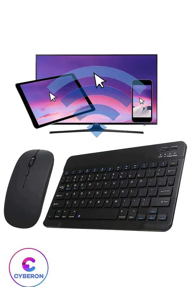 Tüm Cihazlara Uyumlu Akıllı Taşınabilir Şarj Edilebilir Kablosuz Bluetooth Klavye ve Mause Seti - 1