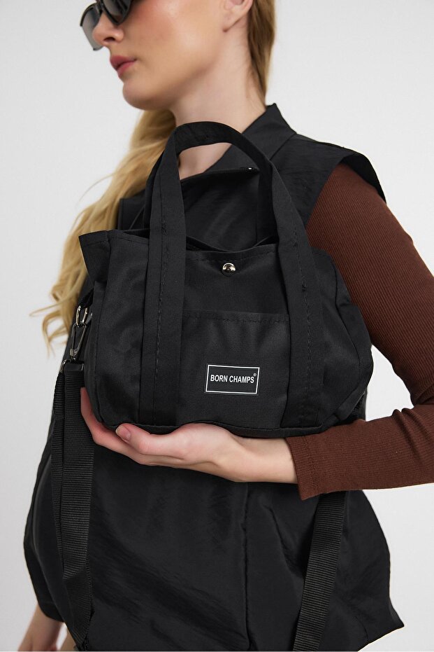Born Champs Baskı Çapraz Çanta - 9113 Siyah - 6