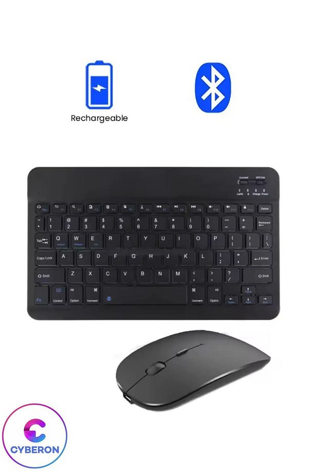 Tüm Cihazlara Uyumlu Akıllı Taşınabilir Şarj Edilebilir Kablosuz Bluetooth Klavye ve Mause Seti - 4