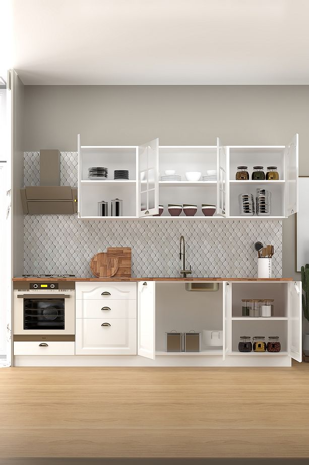 270 Cm Greena White Tezgahlı %100 Mdf Hazır Mutfak Dolabı - 4