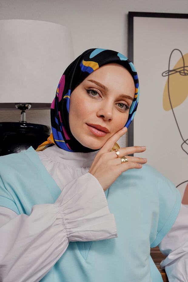 Yaprak Desen Sarı Soft Pamuk Eşarp - 4