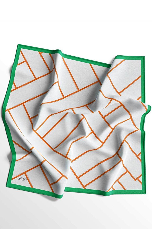 وشاح قطني ناعم بنمط هندسي رمادي فاتح - 4