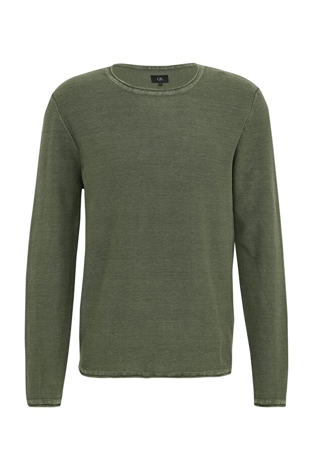 Gewaschener Strickpullover mit Rollsaum - 4