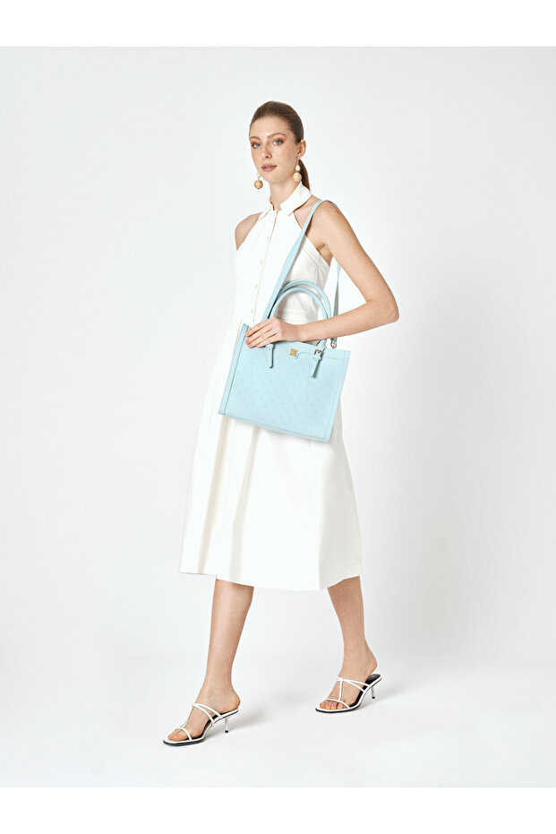 Light Blue Print Women's Shoulder Bag 05Po25Y2013