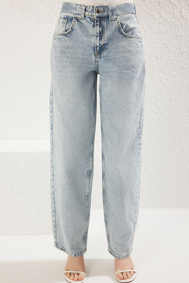 Açık Mavi Normal Bel Loose Baggy Jeans TWOSS25JE00156 - 3