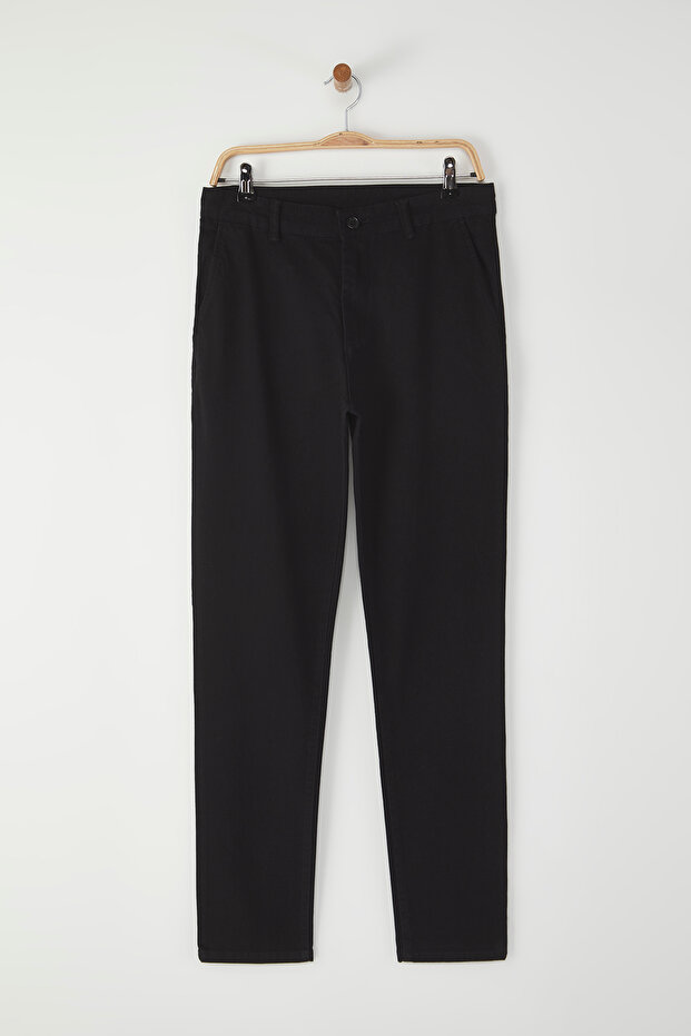Siyah Slim Fit Basic Chino Esnek Gabardin Pantolon TMNSS25PL00018 - 13