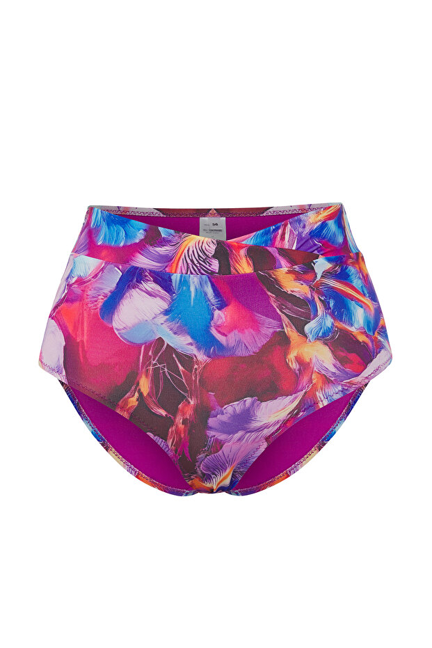 Çiçek Desenli V Kesim Hipster Yüksek Bel Bikini Altı TBESS20BA0248 - 5