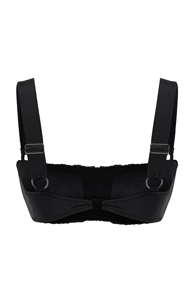 Siyah Drapeli Bralette Kaplı Bikini Üstü TBESS25BU00045 - 6