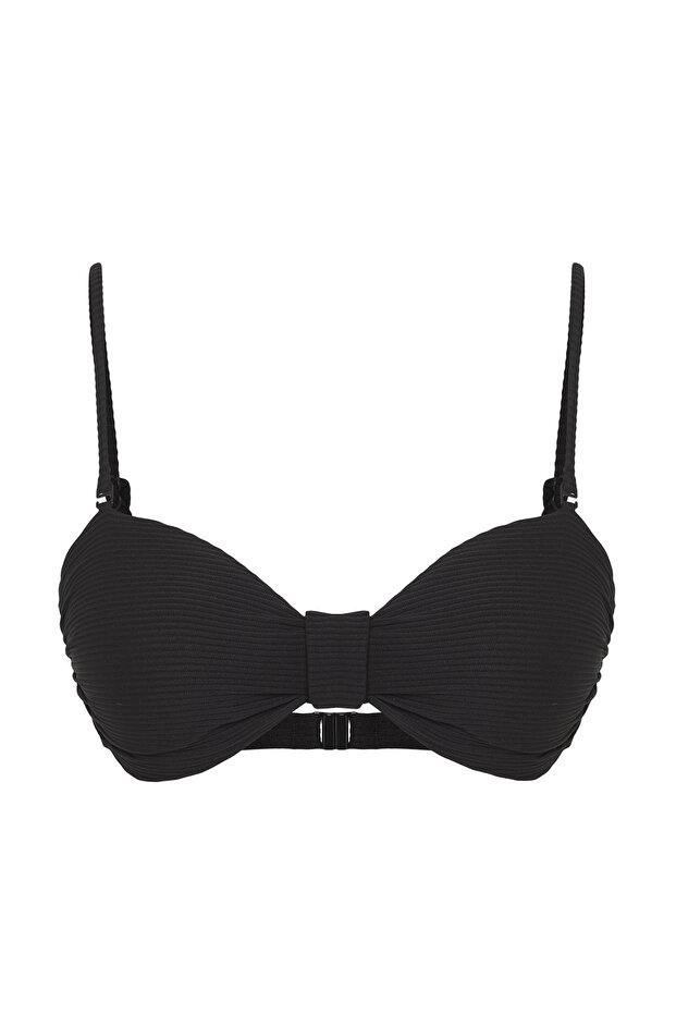 Siyah Düğümlü Straplez Kaplı Bikini Üstü TBESS25BU00046 - 5