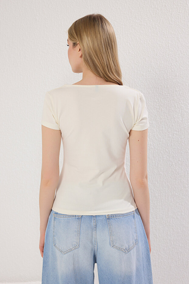 Taş Kare Yaka Fitted/Vücuda Oturan Örme Bluz TWOSS25BZ00378 Örme Bluz TWOSS25BZ00378 - 5