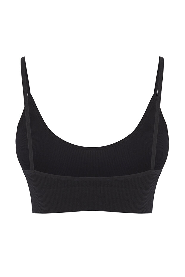 Siyah Seamless/Dikişsiz İp Askılı Balensiz Kapsız Bralette Örme Sütyen THMAW23SU00140 - 10