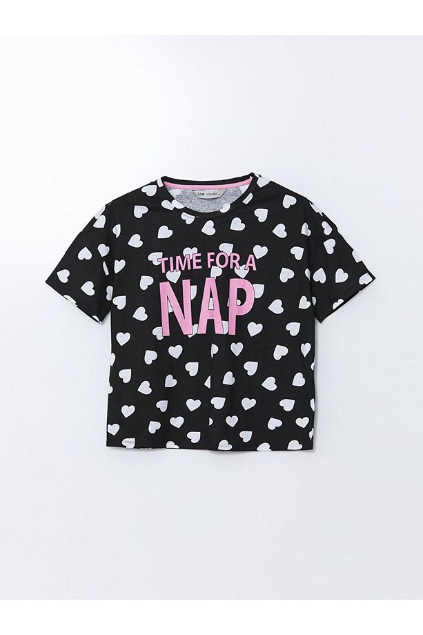 Yeni Sezon Bisiklet Yaka Baskili Kadin Sortlu Pijama Takimi - S5DR60Z8 - 6