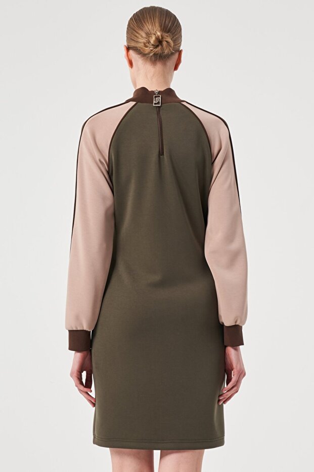 Dik Yaka Mini Elbise - 5