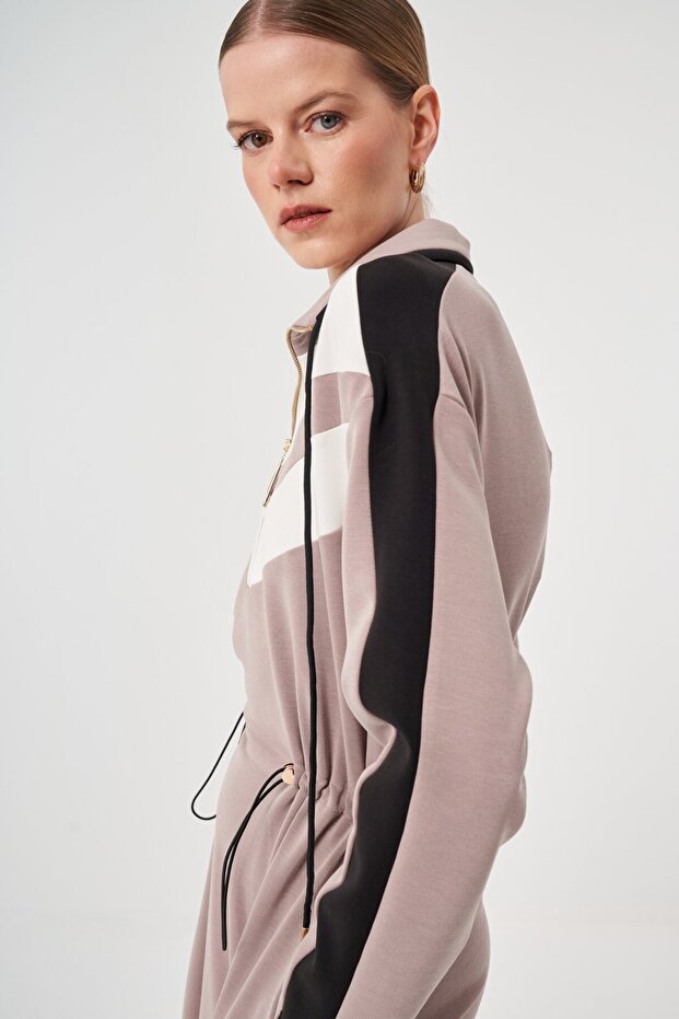 Fermuar Yaka Mini Elbise - 4