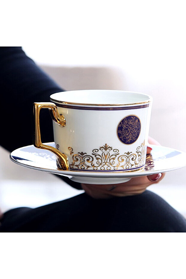 طقم أدوات مائدة سيراميك فاخر مكون من قطعتين على شكل كوب قهوة وصحن - 3