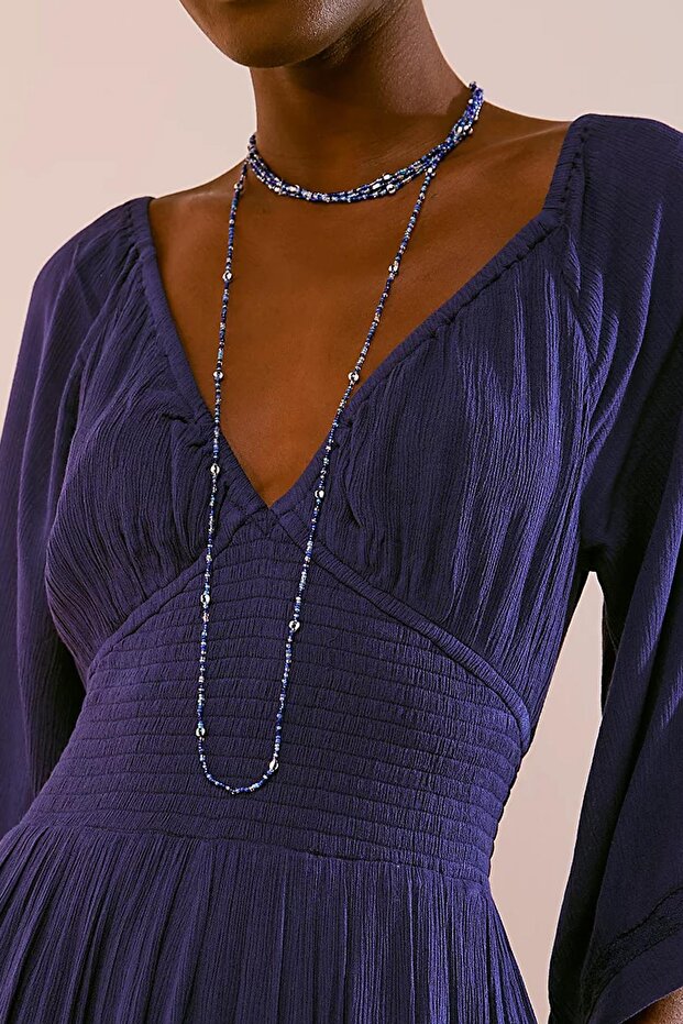Long Wrapped Multi-Purpose Colorful Sand Bead Women's Necklace and Body Jewelry