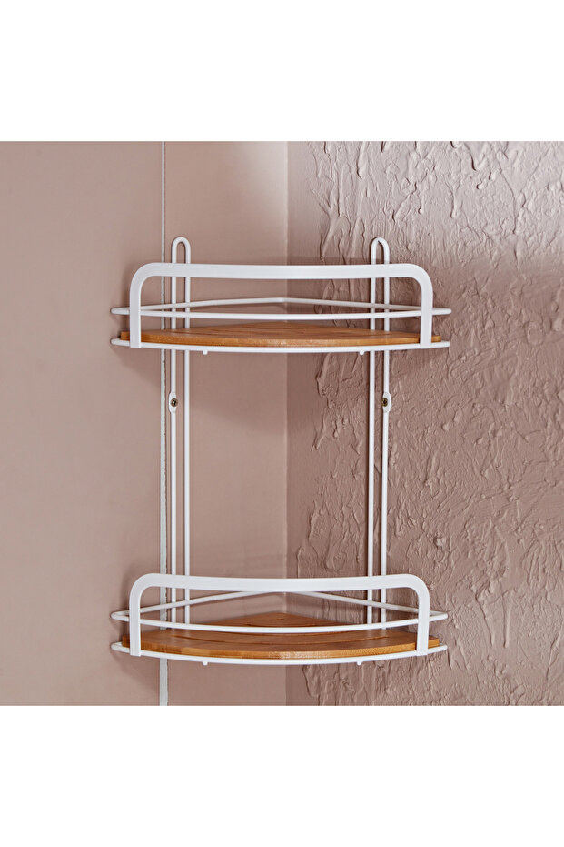 رف زاوية صديق للبيئة من الخيزران مكون من طبقتين - 2