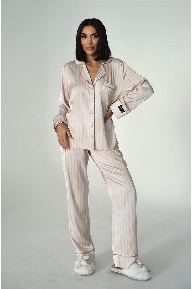 Sogni Lineari Saten Uzun Pijama Takımı LDK02 - 5