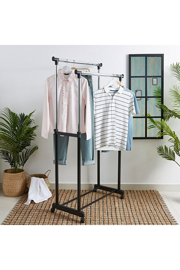 رف ملابس مزدوج من اللازورد مزود بعجلات - 5