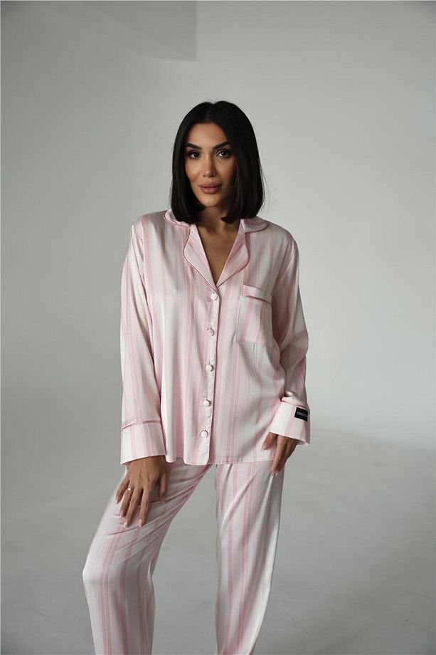 Sogni Lineari Saten Uzun Pijama Takımı LDK09 - 4