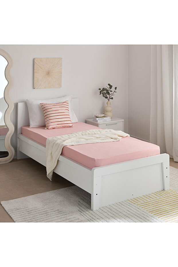 ملاءة سرير فردية أساسية من القطن الصلب - 90×200+36 سم - 8