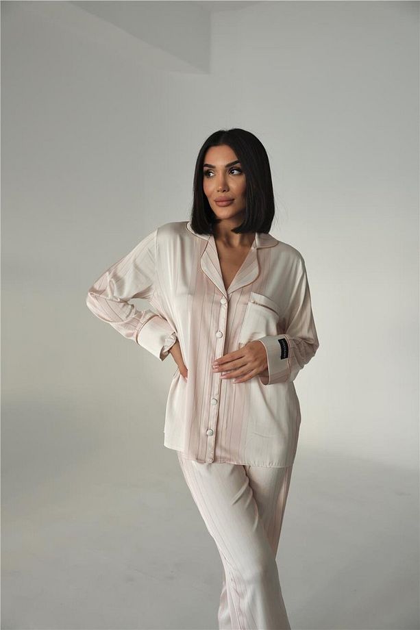 Sogni Lineari Saten Uzun Pijama Takımı LDK05 - 3