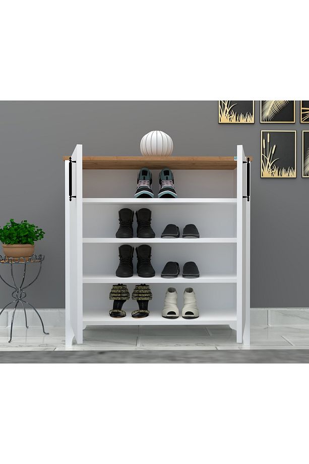 %100 Mdf 2 Kapaklı Küp Üstü Desenli Ayakkabılık - 5