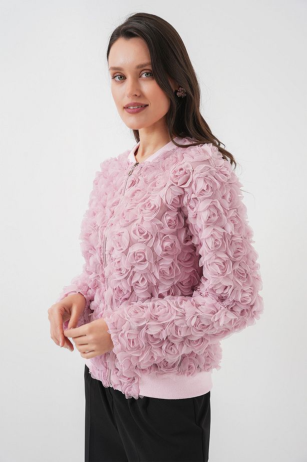 0719 Güllü Ceket - Pembe - 3