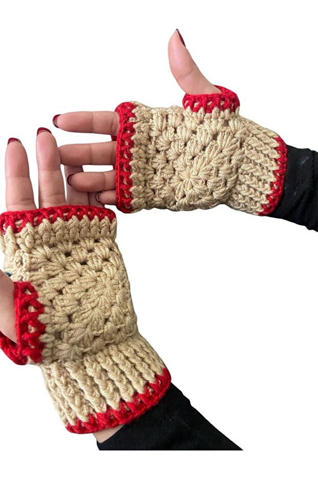 Örgü Eldiven *Gül - 4