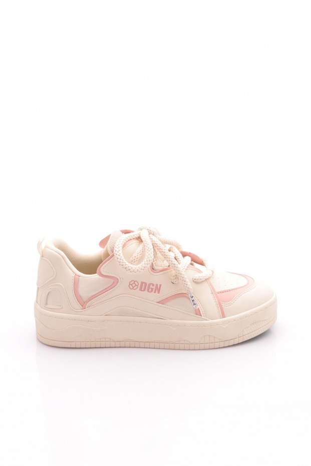 Women's Thick Comfortable Sole Lace-Up Casual Sports Shoes Sneaker Powder