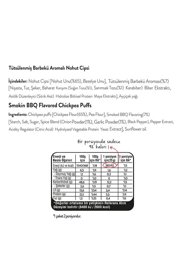 Tütsülenmiş Barbekü Aromalı Nohut Cips Seti, 50g X 6 Adet - 5