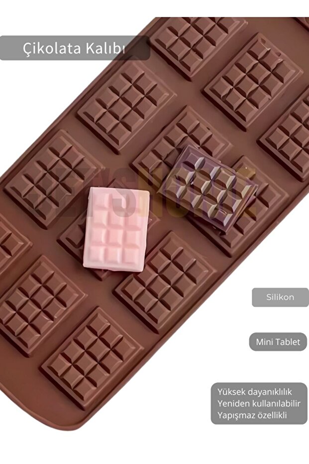 Chocolate Mold 12 Compartments Mini Tablet Non-Stick Food Contact Convenient Silicone Food Mold 21X11Cm