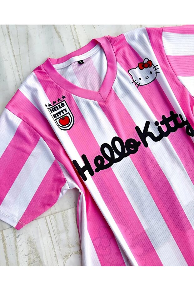 Genel Markalar Pembe Kitty Dragon Jersey V Yaka Forma