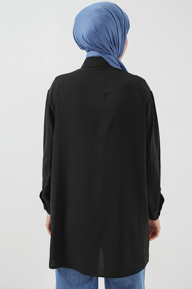 Kadın Uzun Gömlek Tunik 5945 - Siyah - 6