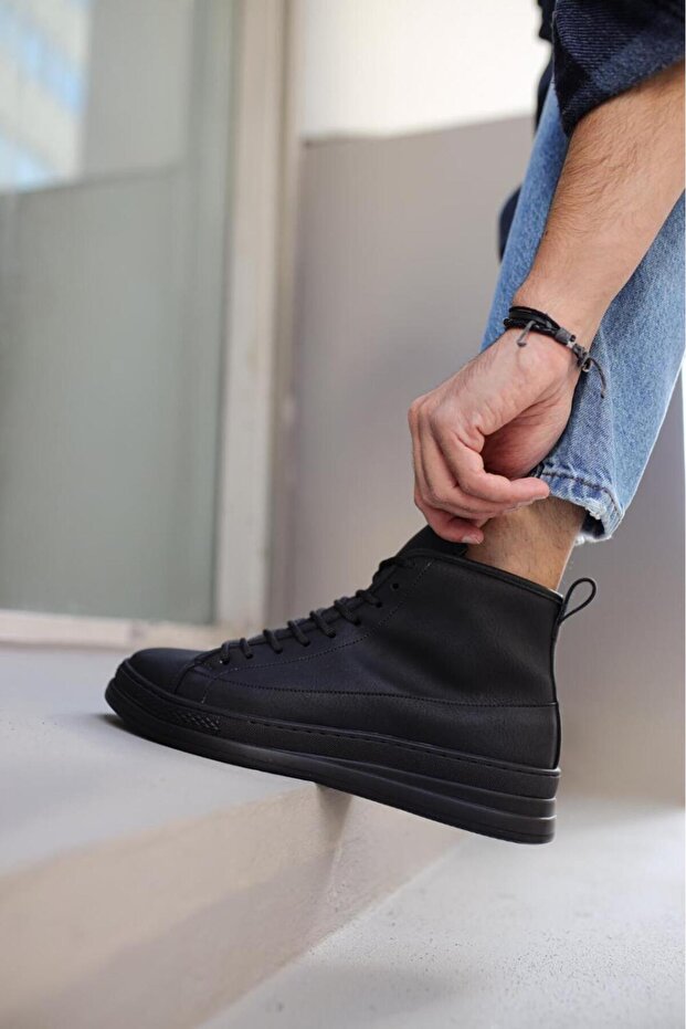 Yüksek Taban Ayakkabı C-030 Siyah (Siyah Taban) - 3