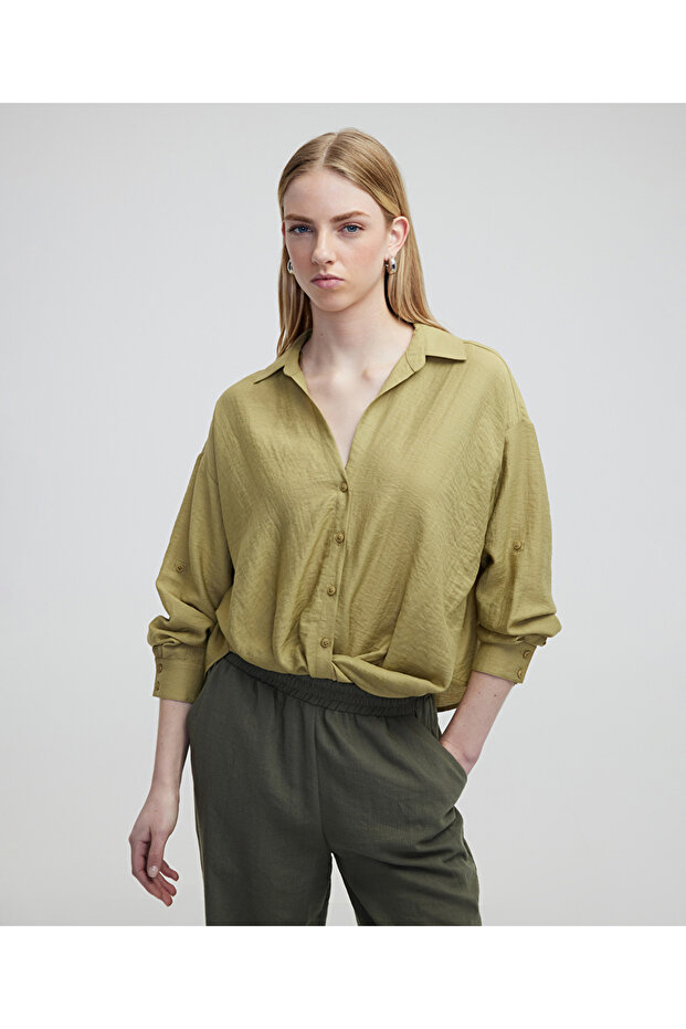 Shirt with Twist and Epaulettes