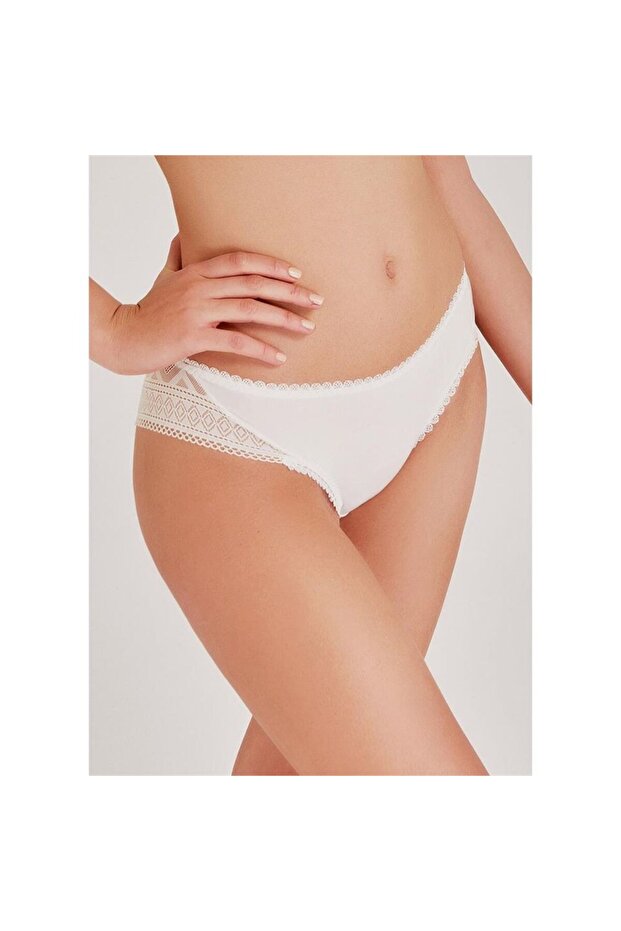 548 Zigzag дантела нормални бикини - екрю - 1