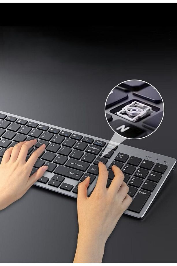 Kablosuz Bluetooth Bağlantılı Taşınabilir Şarjlı Tablet iPad PC Tablet Bilgisayar Klavye Mouse Set - 4