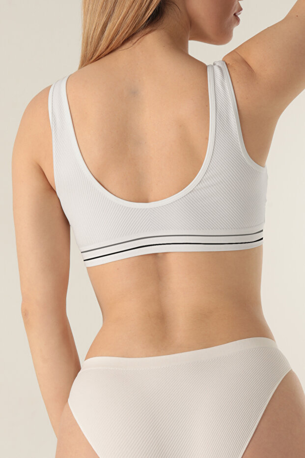 Seamless Kalın Askılı Büstiyer Crop Top - 2