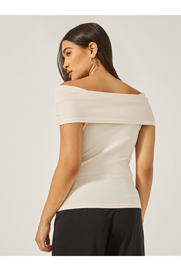 Off Shoulder Rib Fitted Top - 5